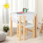Costzon Kids Table and Chair Set, Toddler Art Table with Paper Roll, Drawer, 2 Marker Pens, Wooden Activity Table, Suitable for Playroom, Nursery, Gift for Boys Girls