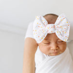 Baby Bling Bows - Newborn to Little Baby Girl Bows, 2 Pack Nylon Super Soft Stretchy Knot Toddler Headbands, Perfect Hair Accessories Head Bands for Infant Kids(White Rainbow Dot & Zinnia)