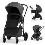 BABY JOY 2 in 1 Baby Stroller, High Landscape Convertible Bassinet Stroller with Reversible Seat, Adjustable Backrest & Canopy, Foldable Pushchair Pram Stroller for Newborn Toddler 0-36 Months (Black)