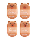 4 Pcs Cute 2-in-1 Pencil Sharpener & Eraser - Cartoon Cpaybara Pencil Sharpener Small Manual Pencil Sharpeners Kawaii Plastic Sharpeners for Girls Women Boys School Office Supplies (Capybara)
