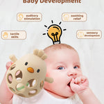 ChooKaChoo 2-in-1 Baby Teething Rattle Toy, Sensory Grasping Teether for Infants 3-12 Months, 100% Food-Grade Silicone, Easy to Hold, Soothing & Developmental, BPA Free