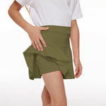 Neutocd Toddler Baby Girls Skirts Skorts Elastic Girl Pleated Skirts Kid Casual Stretch Waist Skater Skort Built in Shorts OliveGreen