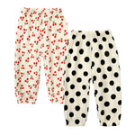 MYGBCPJS Baby Boys Girls 2 Pack Cotton Linen Long Bloomers Graphic Printed Trousers Ankle Length Kids Elastic Waist Pants