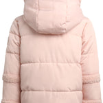 DKNY Baby Girls Puffer Coat - Soft Polar Fleece Lined Quilted Puffer Jacket for Girls - Cozy Winter Coat for Infant & Toddler, Size 12 Months, Blush Pink