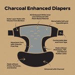 DYPER - Charcoal Enhanced Day & Overnight Disposable Baby Diapers - Made with Plant-Based* & Skin-Friendly Ingredients, Hypoallergenic for Sensitive Skin - Size 2, (224 Count)