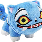 Blue plush toy with a cartoonish design on a white background