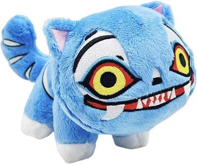 Blue plush toy with a cartoonish design on a white background