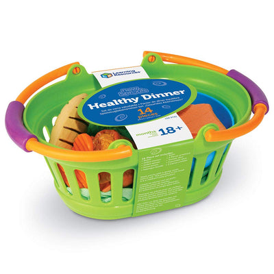 Learning Resources New Sprouts Healthy Dinner, Pretend Play Food Set, Kitchen Toys, 14 Piece Set, Ages 18mos+