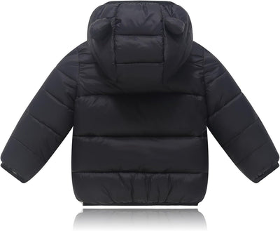 Baby Hooded Down Jackets Coat Light Boy Coats Toddler Bear Ears Zipper Up Down Coats Outwear 6M-4T