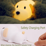 HAPPYBAG Kids Night Light,Cute Soft Silicone Dog Lamp Dimmable Nursery Portable Puppy Kawaii Lamps,Bedside Lamp for Baby and Toddler,Boy Girls