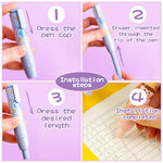 Cute Pencil Erasers, Kids Retractable Erasers with Refills, Standard Pen-Style Erasers, Fun Click Erasers, Kawaii Japanese Stationery Supplies (Purple)