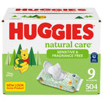 Huggies Natural Care Sensitive Baby Wipes, Unscented, Hypoallergenic, 6 Flip-Top Packs (288 Wipes Total)