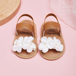 Yibubu Baby Girl Flower Sandals Soft Sole Infant First Walker Shoes, Cute Toddler Summer Sandals with 3D Chiffon Flowers & Elastic Heel Strap for Newborn 0-6 6-12 12-18 Months (6349BW, Infant, Women, 18 Months, Age, US Footwear Size System, 6 Months, Medi