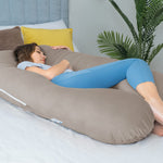 QUEEN ROSE Pregnancy Pillow, U Shaped Full Body Pillows for Sleeping Support, 55 Inch Maternity Pillow for Pregnant Women, Beige
