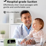 HEYVALUE Nasal Aspirator for Baby, Hospital Grade Nose Sucker with 9 Levels Suction, Night Light and Nursery Rhyme Soothing, Electric Nose Suction for Baby with Food-Grade Silicone Tips Green