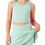 PATPAT Girls Skirt Sets Size 7-8 Years, Mint Green Crop Tank Tops and Elastic Waisted Skorts 2 Piece Outfits, Girls Workout Outfits, Activewear Athletic Sets Summer Clothes