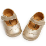 LAFEGEN Baby Girls Mary Jane Flats with Bownot Non Slip Soft Sole PU Leather Newborn Infant Toddler First Walker Cirb Dress Shoes 03 Gold Baby Girl Shoes, 12-18 Months Toddler