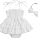 Murnouche Newborn Baby Girl Romper Dress Summer Clothes Boho Photoshoot Outfits with Headband