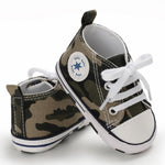 KKIIDDSS Unisex Baby Girls Boys Canvas High-top Shoes, Newborn Infant Anti-Slip Soft Sole Frist Walking Sneakers (A03/Army Green,0-6 Months)