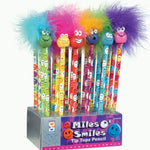 Raymond Geddes Miles O'Smiles Tip Topz Number 2 Pencils For Kids With Pencil Toppers (Pack of 24)