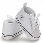 KKIIDDSS Unisex Baby Girls Boys Canvas High-top Shoes, Newborn Infant Anti-Slip Soft Sole Frist Walking Sneakers (A01/White,6-12 Months