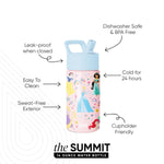 Simple Modern Kids Summit Water Bottle with Straw Lid | Disney Princess 14oz Stainless Steel Cup Insulated Tumbler for Girls, School | Princess Rainbows