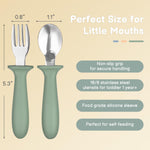 Eascrozn Toddler Utensils, 6 Pack kids Silverware Set with Silicone Handle, 18/8 Stainless Steel Children Safe Forks and Spoons, Dishwasher Safe