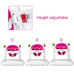 BABY JOY Baby Walker, Foldable Activity Walker with Adjustable Height, Large Tray & Removable Toys, Baby Walker with Wheels for Boys Girls 6-18 Months (Pink)