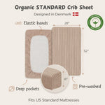 Crib Sheets – Organic Cotton Muslin Fitted Crib Sheet – Standard Size for Baby Boy and Baby Girl 28" x 52" Ultra-Soft and Breathable. (Natural Stripe)