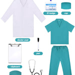 Popsunny Doctor Costume for Kids 3 4 5 Years Old, Toddler Medical Dress up Outfit with Real Stethoscope, Pretend Play Coat Gift for Boys Girls