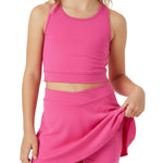 PATPAT Girls Skirt Sets Size 7-8 Years, Hot Pink Crop Tank Tops and Elastic Waisted Skorts 2 Piece Outfits, Girls Workout Outfits, Activewear Athletic Sets Summer Clothes