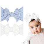 Baby Bling 2PK FAB-BOW-OUS®: dusty blue + white