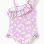 Disney Princess Rapunzel Swimsuits for Girls UPF 50+ One Piece Bathing Suits Floral Print Ruffle One Shoulder Summer Beach Swimwear Purple Quick Dry for Toddler Girls Size 3-4T