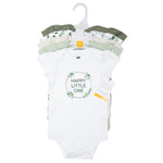 Hudson Baby Infant Girls Cotton Bodysuits 5-Pack, Eucalyptus, 0-3 Months