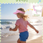 Century Star UPF 50+ Kids Visor Sun Hat Adjustable Girls High Ponytail Tennis Hat Sports Boys Running Golf Visor Cap 1Pc Pink 6-12T