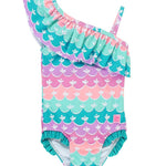 RuffleButts Mermaid One Shoulder Ruffle One Piece - 6