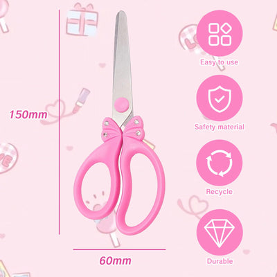 YAFIYGI Pink Scissors Kids Child Scissors for Girls Safety Craft Scissors with Blunt Tip Suitable for Students Ages 5-8 8-10 Cute and Safe School Scissors Especially Favored by Girls, 5.8 inch