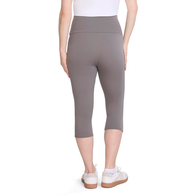 Motherhood Maternity Women's Over The Belly Active Capri Pregnancy Legging, Charcoal, Large