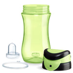 Chicco My Tumbler Toddler Sippy Cup for 2+ Years, 12oz Spill-Proof when Closed Water Bottle with Free-Flow Spout, Flip-Up Carry Handle, Easy Grip, BPA Free, Green