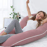 INSEN Cooling Pregnancy Pillow, Maternity Pillow with Soft Cotton Cover, C Shaped for Pregnant Sleeping (Cooling Cotton-Pink)