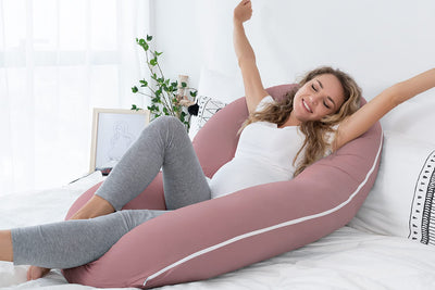 INSEN Cooling Pregnancy Pillow, Maternity Pillow with Soft Cotton Cover, C Shaped for Pregnant Sleeping (Cooling Cotton-Pink)