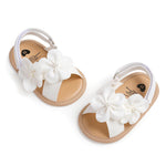 Doloame Baby Girls Sandals Princess Dress Wedding Flats Shoes Non-slip Soft Sole Toddler First Walker Crib Shoes (White 2, 12-18 Months)