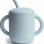 mushie 100% Silicone Training Cup & Straw for Toddlers | 6 Months+ (Whales)