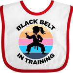 inktastic Girls Karate Black Belt in Training Baby Bib