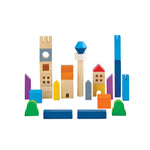 PlanToys® Cityscape Blocks Wooden Montessori Building and Imaginative Play Set | Fine Motor, Creativity and Early STEM Skill Development | Eco Friendly Open Ended Construction Toy