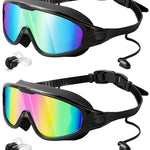 Rantizon Swim Goggles 2 Pack, Wide View Anti Fog&UV Swimming Goggles for Audlt, No Leaking Swim Glasses for Men Women Kids