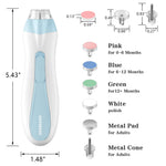 ODIFORGOO Baby Nail Trimmer Electric Baby Nail File,USB Charging 15 in 1 Nail Clippers kit with Dust Cover LED Light,Trim Buffer Kit for Newborn Infant Toddler or Adults Toes Fingernails Care（Blue）