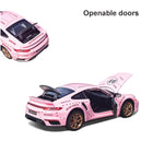 Toy Cars for Kids Age 3-8, Turbo S Alloy Diecast Model Car with Light & Sound, Toy Gifts with Display Base, Pull Back Sports RC Car Toys for Boys & Girls Pink