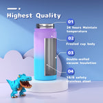 Kids Water Bottle, 2-Pack 16oz Water Bottles with Stickers and Straw, Stainless Steel Vacuum Insulated cup, Kids Water Bottle for School, Gifts for Boys and Girls(Blue/Purple)