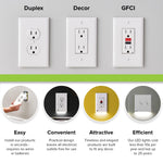 Single - SnapPower GuideLight 2 [For Duplex Outlets] - Replaces Plug-In Night Light - Electrical Receptacle Wall Plate With LED Night Lights - Auto On/Off Sensor - (Duplex, White)